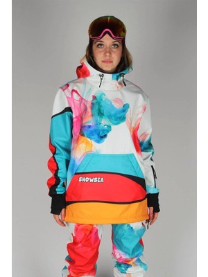 Snowsea Smoky SS7802-1 Kadın Kar Montu, Kırmızı Renkli Su Geçirmez Özellikli Snowboard Montu