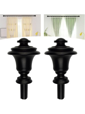 2pcs Perde Çubuk Finials Pencere Direği Uç Aksesuarlar Office 6 # Schwarz Için Yedek