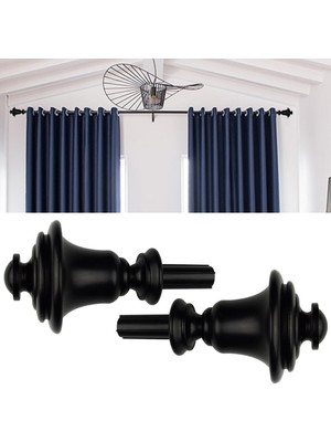 2pcs Perde Çubuk Finials Pencere Direği Uç Aksesuarlar Office 6 # Schwarz Için Yedek