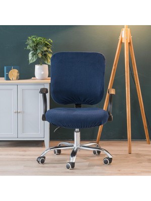 Çıkarılabilir Streç Yumuşak Koruyucu Kapak Ofis Bilgisayar Sandalyesi Koyu Mavi(Yurt Dışından)