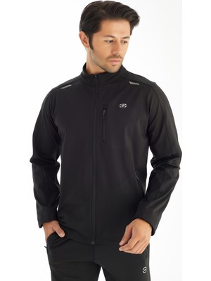 Crozwise Dalgıç Yarım Yaka - Erkek Siyah Tam Fermuarlı Spor Sweatshirt - 6040-10
