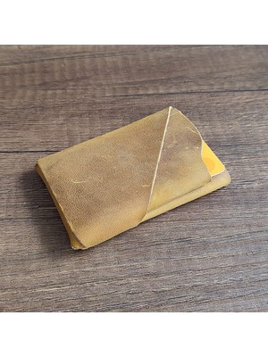 Sumerian Wallet Minimalist Crazy Deri Cat Sarısı (Anahtarlık Hediye)