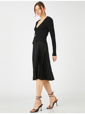 Koton Saten Midi Boy Etek Pilili A Kesim