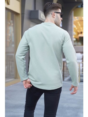 Yeşil Bisiklet Yaka Regular Fit Basic Sweatshirt 6023