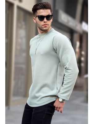 Madmext Yeşil Bisiklet Yaka Regular Fit Basic Sweatshirt 6023