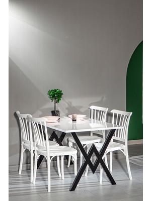 Matrix Wega Beyaz / Violet Mutfak Masa Takımı - Beyaz