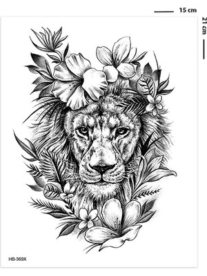 BP Tattoo Aslan ve Çiçek Geçici Dövme