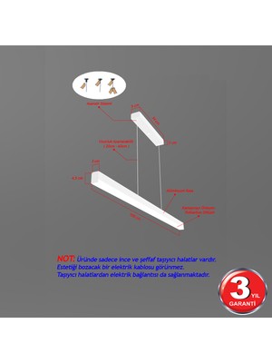 Hegza Lighting Magro 100CM - Ledli Sarkıt Lineer Modern LED Avize, Salon, Mutfak, Masa Üstü Avize