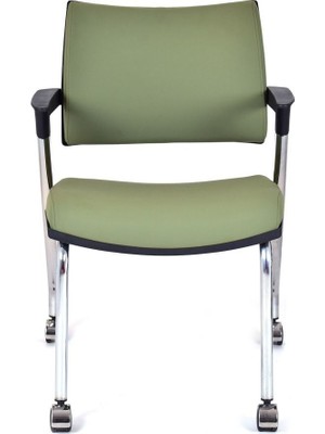 Koltukstilim Sahra Yeşil Deri Tekerlekli Çalışma Koltuğu Ofis Koltuğu