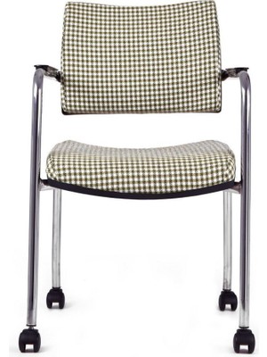 Koltukstilim Sahra Kare Desenli Kumaş Tekerlekli Çalışma Koltuğu Ofis Koltuğu