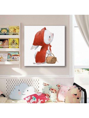 SML Tablo Kırmızı Başlıklı Şirin Tavşan Çocuk Odası Dekorasyon Kanvas Tablo