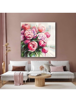 SML Tablo Pembe Şakayık Demeti Kanvas Tablo