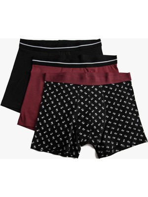 Koton Basic 3'lü Boxer Seti Ağaç Desenli Beli Lastikli