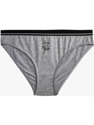 Koton Brief Külot Minimal Baskı Detaylı Ribanalı