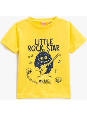 Koton Canavar Baskılı Tişört Kısa Kollu Bisiklet Yaka Pamuklu