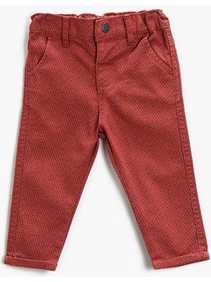 Koton Koton Kanvas Mom Fit Pantolon Beli Lastikli Cepli Pamuklu
