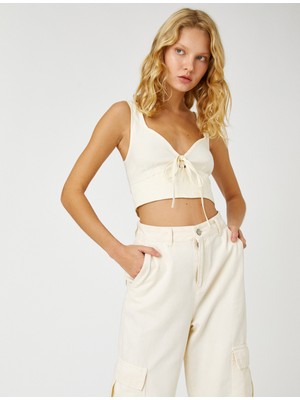 Koton Crop Büstiyer Askılı V Yaka
