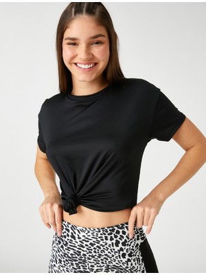 Koton Crop Spor Tişört Kısa Kollu Bisiklet Yaka