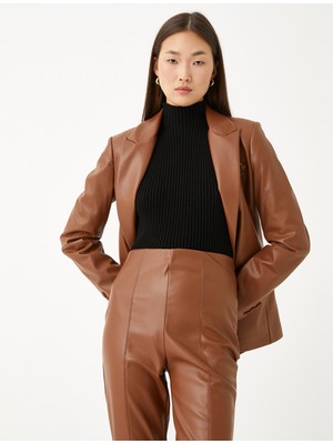 Koton Suni Deri Blazer Ceket Cep Detaylı