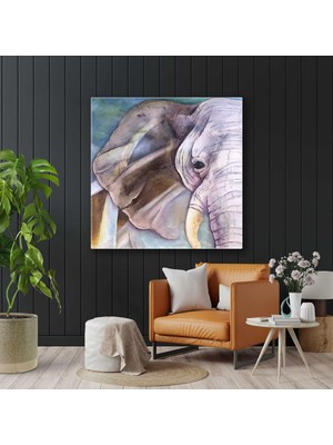 SML Tablo Fil Yüzü Heybetli Hayvan Fırça Izleri Kanvas Tablo