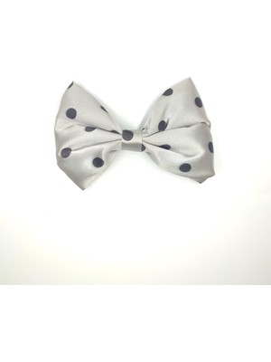 Tedz Collection Mordino Gri Puantiyeli Saten Fiyonk Saç Tokası