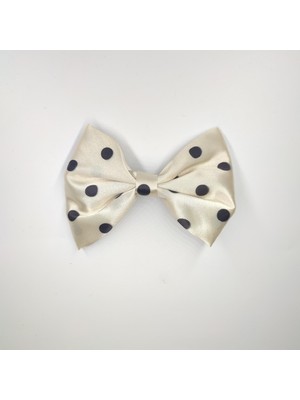 Tedz Collection Mordino Krem Puantiyeli Saten Fiyonk Saç Tokası