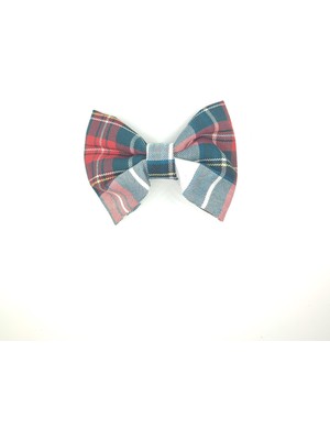 Tedz Collection Mordino Yeşil Beyaz Ekoseli Büyük Papyon Model Saç Tokası