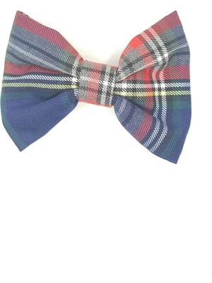 Tedz Collection Mordino Lacivert Ekoseli Büyük Papyon Model Saç Tokası