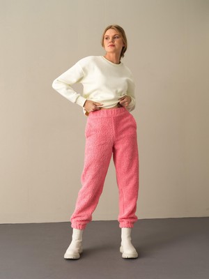 Xint Beli Lastikli Oversize Cepli Polar Sweat Pantolon