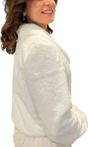 New in Style Newin Style Beyaz Gelinlik Model Taş Broşlu Gelin Kürk Etol Bolero M1 görsel 2