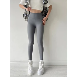 DAXİS Sportwear Company Kadın Antrasit Yüksek Bel Dikişsiz Fitilli Tayt