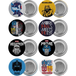 Transformers Çanta Rozeti Seti 8 Adet En Büyük Boy 5.8cm Iğneli Broş