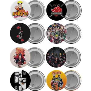 Naruto Manga Çanta Rozeti Seti 8 Adet En Büyük Boy 5.8cm Iğneli Broş