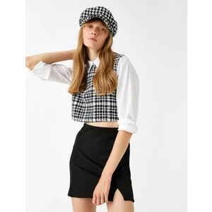 Süet Görünümlü Etek Yırtmaç Detaylı