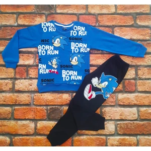 Sonic Unisex The Hedgehod Desenli Mavi  Pamuklu Çocuk Pijama Takımı