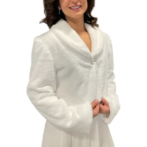 Newin Style Beyaz Gelinlik Model Taş Broşlu Gelin Kürk Etol Bolero M1