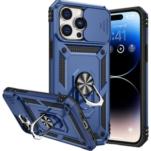 Kny Apple Iphone 14 Pro Max Kılıf Ultra Korumalı Yüzüklü Manyetik Sürgülü Vega Kapak