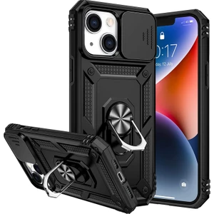 Apple Iphone 14 Kılıf Ultra Korumalı Yüzüklü Manyetik Sürgülü Vega Kapak