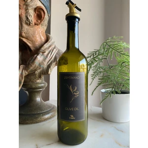 750 ml Cam Zeytinyağı Şişesi Damlatmaz Yağdanlık Yağlık 1 Adet Gold Kapaklı