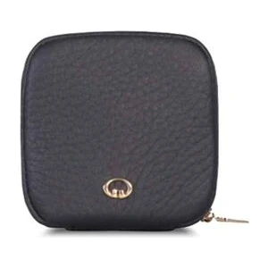 Siyah Fermuarlı Hakiki Deri Mini Aksesuar Çantası