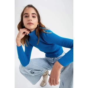 Fitted Yarım Balıkçı Yaka Ribana Triko Kazak X7886AZ22WN