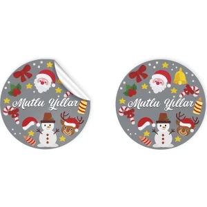 Anka Design Kuşe Sticker 4X4CM 36 Adet  Mutlu Yıllar
