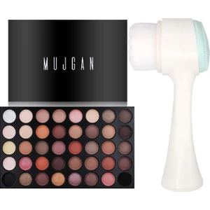 Mujgan 2'li Set 40'lı Sedefli - Mat Far Paleti + Cilt Temizleme Fırçası Klasik