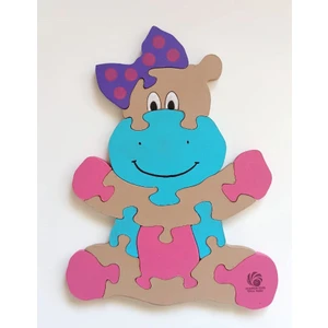 Neşeli Inek Hippo Ahşap Puzzle Yapboz
