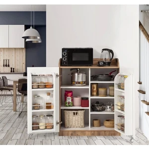 Kiler Dolabı 2 Kapaklı Kısa 165 Derece Açılır Kapak Çok Amaçlı Mutfak Dolabı Beyaz-Atlantik Çam