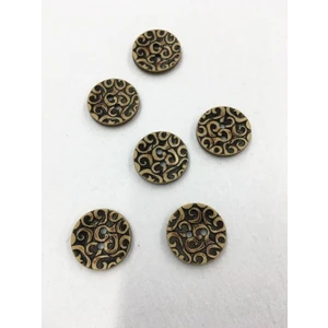 Karan Tuhafiye Ahşap Görünümlü Desenli Plastik Düğme 6 Adet