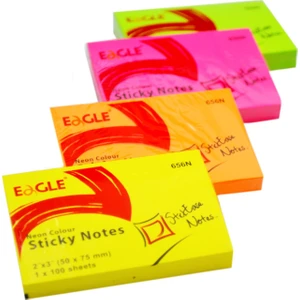 50X75 mm Neon Renk Sticky Yapışkanlı Not Kağıdı 100 Yaprak 656N 4 Adet