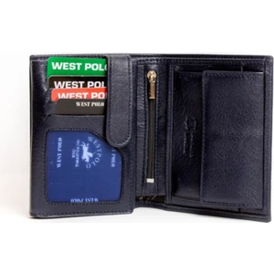 WEST POLO CÜZDAN Lacivert Hakiki Deri Erkek Cüzdanı Büyük Boy
