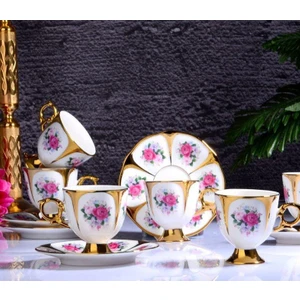 Porselen Stella 6'lı Ayaklı Fincan Takımı 90 cc İST-142