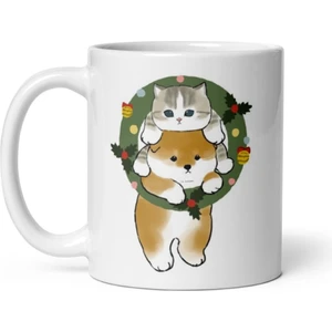 Noel Yılbaşı Kedi Ve Köpek New Year Dog And Cat Merry Christmas Kupa Bardak Mug